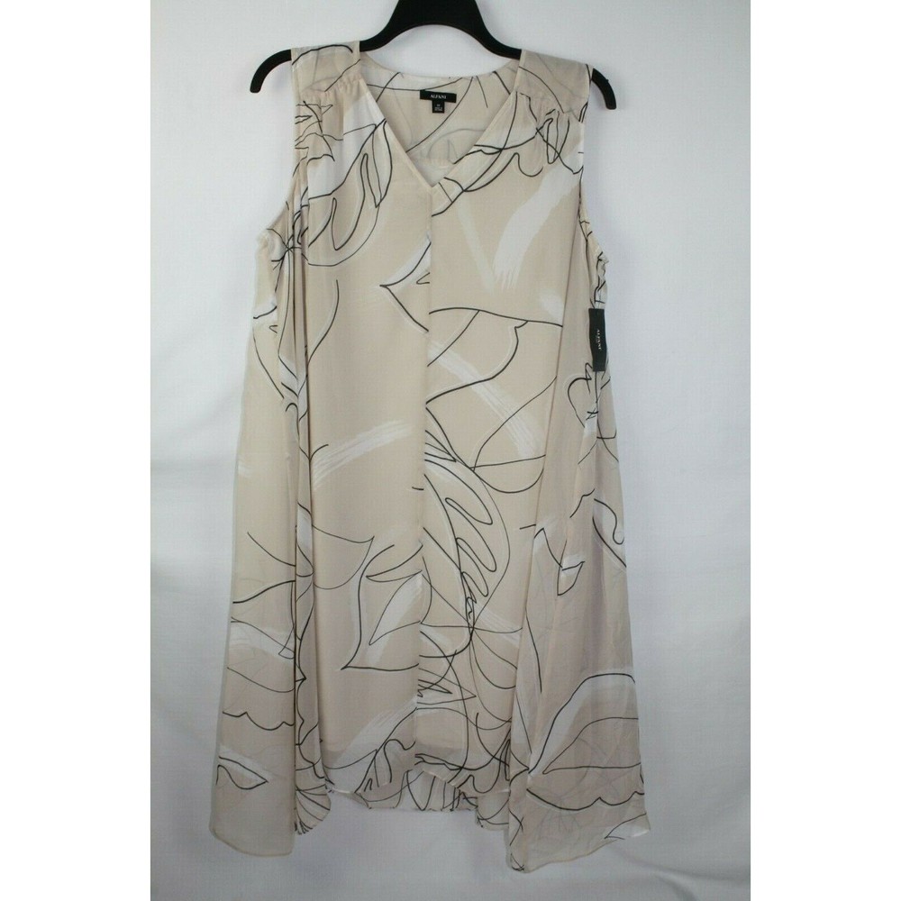 Alfani Women's Pop Art Sun Dress Size 2X Color Beige
